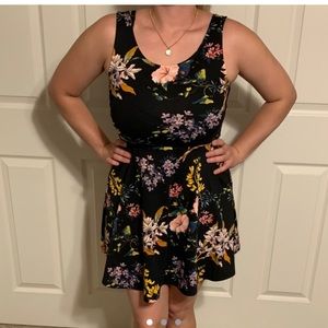 Black spring skater skirt dress